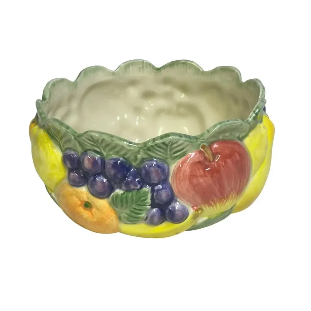 Fitz and Floyd 1989 Japan Majolica 'Calypso' Hand Painted Fruit Bowl-Excellent